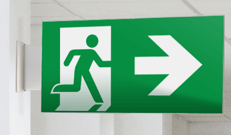 [SECET24BD] SECET24BD - segnale vetro CRYSTAL bifacc.uscita emergenza dx EN 7010 E002