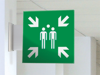 [SECET26BB] SECET26BB - segnale vetro CRYSTAL bifacciale punto raccolta EN ISO 7010