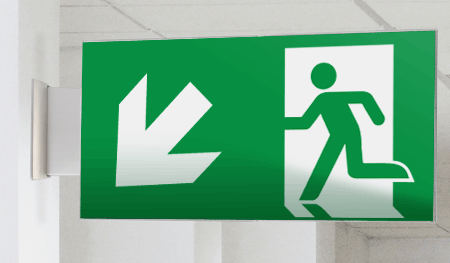 [SECET29BD] SECET29BD - segnale vetro CRYSTAL bifacc.uscita emergenza sx basso EN 7010 E001