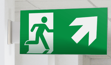 [SECET30BC] SECET30BC - segnale vetro CRYSTAL bifacc.uscita emergenza dx alto EN 7010 E002