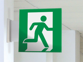 [SECET33BB] SECET33BB - segnale vetro CRYSTAL bifacciale uscita emergenza EN ISO 7010