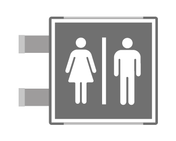 [SEM15644BAC] SEM15644BAC - segnaletica all.Metal prof.GRIGIO bifacciale TOILET U/D EN ISO 7010
