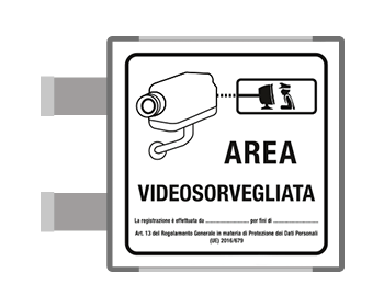 [SEM5008BGC] SEM5008BGC - segnale all.METAL profilo GRIGIO bifacciale Area Videosorvegliata