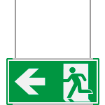 [SEME715101SNC] SEME715101SNC - Segnale all. Metal VERDE sospesa Uscita emergenza sx EN ISO 7010