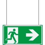 [SEME715102SNC] SEME715102SNC - Segnale all. Metal VERDE sospesa Uscita emergenza DX EN ISO 7010
