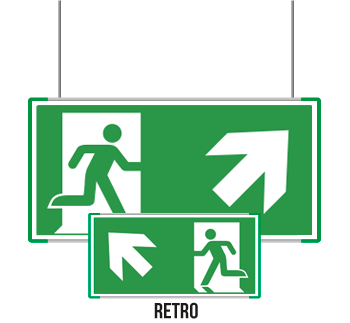 [SEME715106SNC] SEME715106SNC - targa bifacciale METAL sospesa Uscita emergenza Nord Est EN ISO 7010
