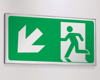 [SEME715107M] SEME715107M - Segnale all. Metal monofacciale Uscita emergenza sx basso EN ISO 7010