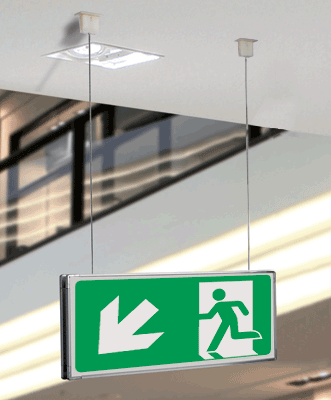 [SEME715107SNC] SEME715107SNC - segnaletica all.Metal VERDE sospesa Uscita Emergenza S.O. EN ISO 7010