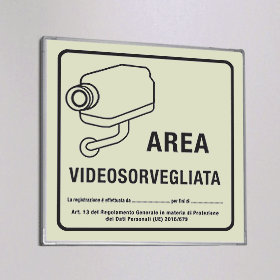 [SEML5008A] SEML5008A - targa monofacciale fotoluminescente METAL Area videosorvegliata