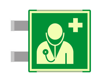[SEMLE15118BGC] SEMLE15118BGC - targa bifacciale fotoluminescente METAL Personale medico EN ISO 7010