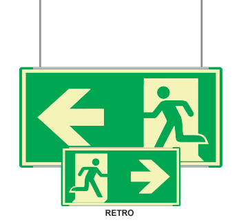 [SEMLE715101SNC] SEMLE715101SNC - Segnale luminescente Metal VERDE sospesa Uscita emergenza SO ISO 7010