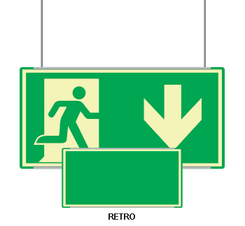 [SEMLE715104SNC] SEMLE715104SNC - targa bifacciale fotoluminescente METAL sospesa Uscita emergenza Sud
