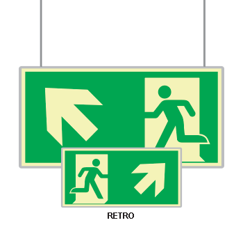 [SEMLE715105SM] SEMLE715105SM - targa bifacciale fotoluminescente METAL sospeso Uscita emergenza a NO