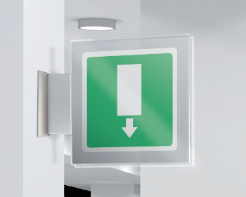 [SEP15152BW] SEP15152BW - segnale plexiglass PLEXI a bandiera bifacciale 200x200 piu'simbolo