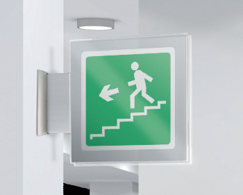 [SEP15161BW] SEP15161BW - segnale plexiglass PLEXI a bandiera bifacciale 200x200 piu'simbolo