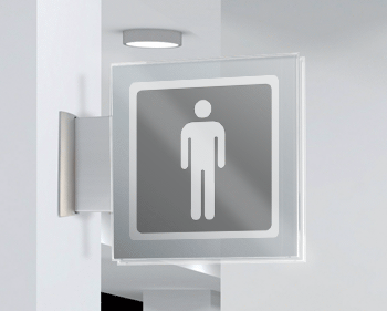 [SEP15642BW] SEP15642BW - segnale plexiglass PLEXI a bandiera bifacciale 200x200 piu'simbolo