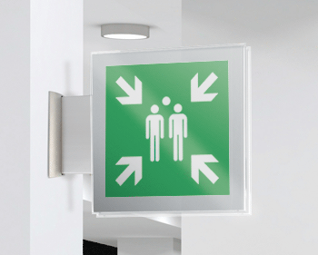 [SEPE15180BW] SEPE15180BW - targa Plexi bifacciale Punto raccolta EN ISO 7010 E007