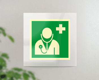 [SEPSE15118FW] SEPSE15118FW - targa Plexi monofacc. Personale medico fiss.invisib. EN ISO 7010