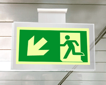 [SEPSE715107SR] SEPSE715107SR - targa PLexiglass sospesa  uscita emerg. sn basso EN ISO 7010 E001