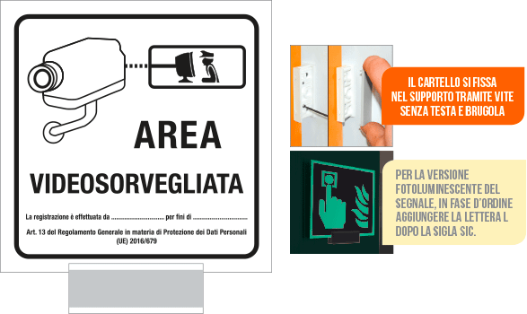 [SIC5008G] SIC5008G - sistema COLORFIX GRIGIO monofacciale Area Videosorvegliata (agg.GDPR)