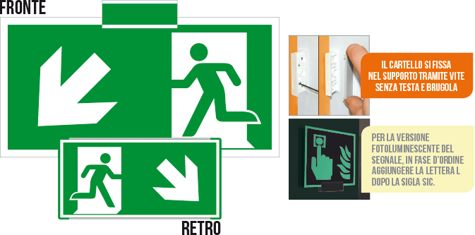 [SICE715107SN] SICE715107SN - sistema COLORFIX VERDE bifacciale sospesa Uscita Emerg.SO ISO 7010