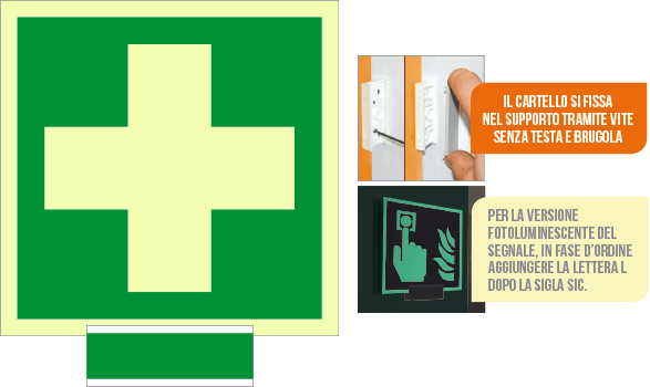 [SICLE15101A] SICLE15101A - sistema COLORFIX VERDE monofacciale luminescente P.Soccorso ISO 7010
