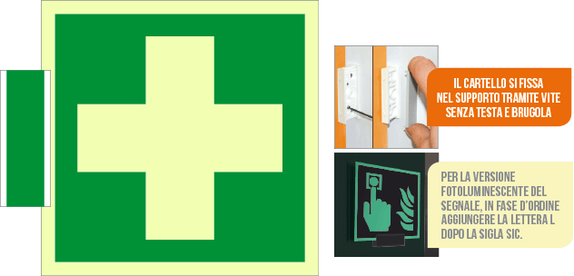 [SICLE15101BA] SICLE15101BA - sistema COLORFIX VERDE bifacc. luminescente Pronto soccorso ISO 7010