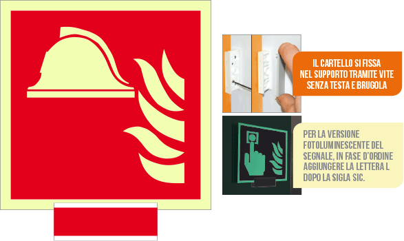 [SICLE15111G] SICLE15111G - sistema COLORFIX ROSSO monofacc.luminescente Pr.Antincendio ISO 7010