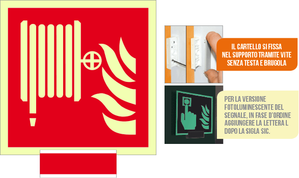 [SICLE15115A] SICLE15115A - sistema COLORFIX ROSSO monofacc.luminescente Lancia Antinc.ISO 7010