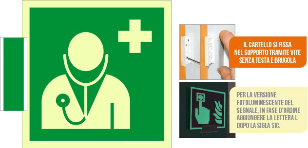[SICLE15118BG] SICLE15118BG - sistema COLORFIX VERDE bifacc.luminescente Pers.Medico EN ISO 7010