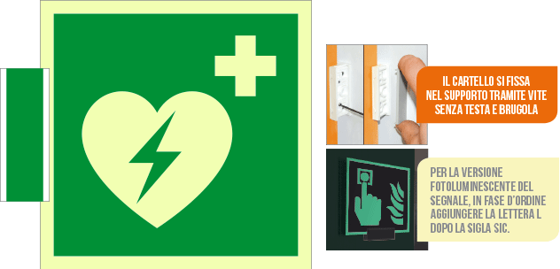 [SICLE15156BG] SICLE15156BG - sistema COLORFIX VERDE bifacc.luminescente Defibrillatore EN ISO 7010