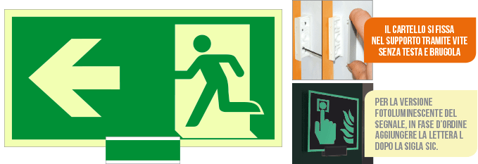 [SICLE715101M] SICLE715101M - sistema COLORFIX VERDE monofacciale luminescente Usc.Emerg.sx ISO 7010
