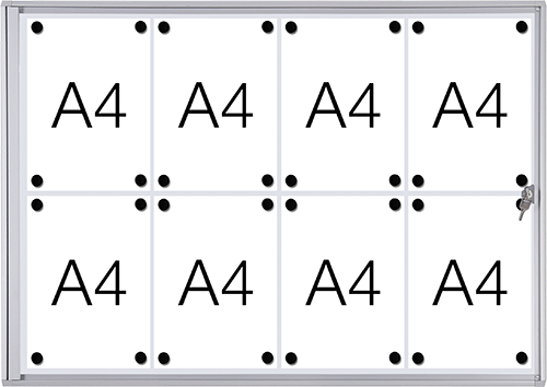 [SMBT38] SMBT38 - Bacheca per interni retro in lamiera magnetica per 8 fogli A4