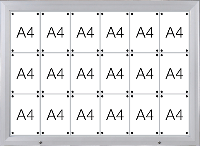 [SMBT618] SMBT618 - bacheca per esterni retro lamiera apertura a compasso per 18 fogli A4