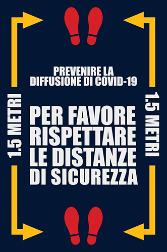 [TPJ4615] TPJ4615 - Tappeto "Rispetta la distanza" colore blu scritte bianche