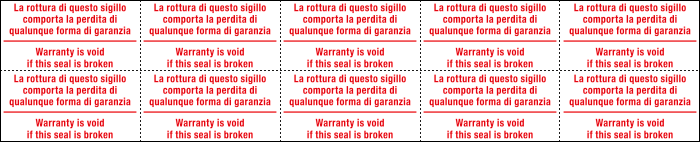 [U9757] U9757 - Foglio n.10 etichette adesive formato mm 40x20 LA ROTTURA DEL SIGILLO