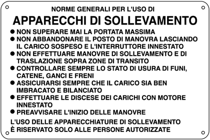 [2616] 2616 - Cartello informazione Apparecchi di sollevamento