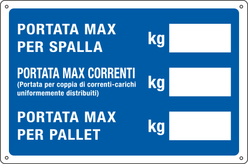 [3128] 3128 - Cartello informazione PORTATA SPALLA/CORR.PESO MA per
