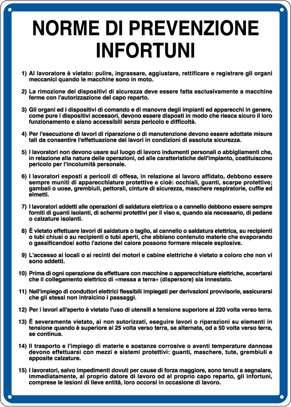 [3716] 3716 - Cartello NORME PREVENZ. INFORTUNI