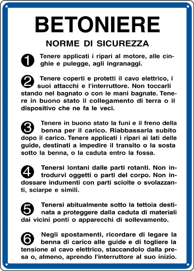 [3752] 3752 - Cartello NORME USO BETONIERE
