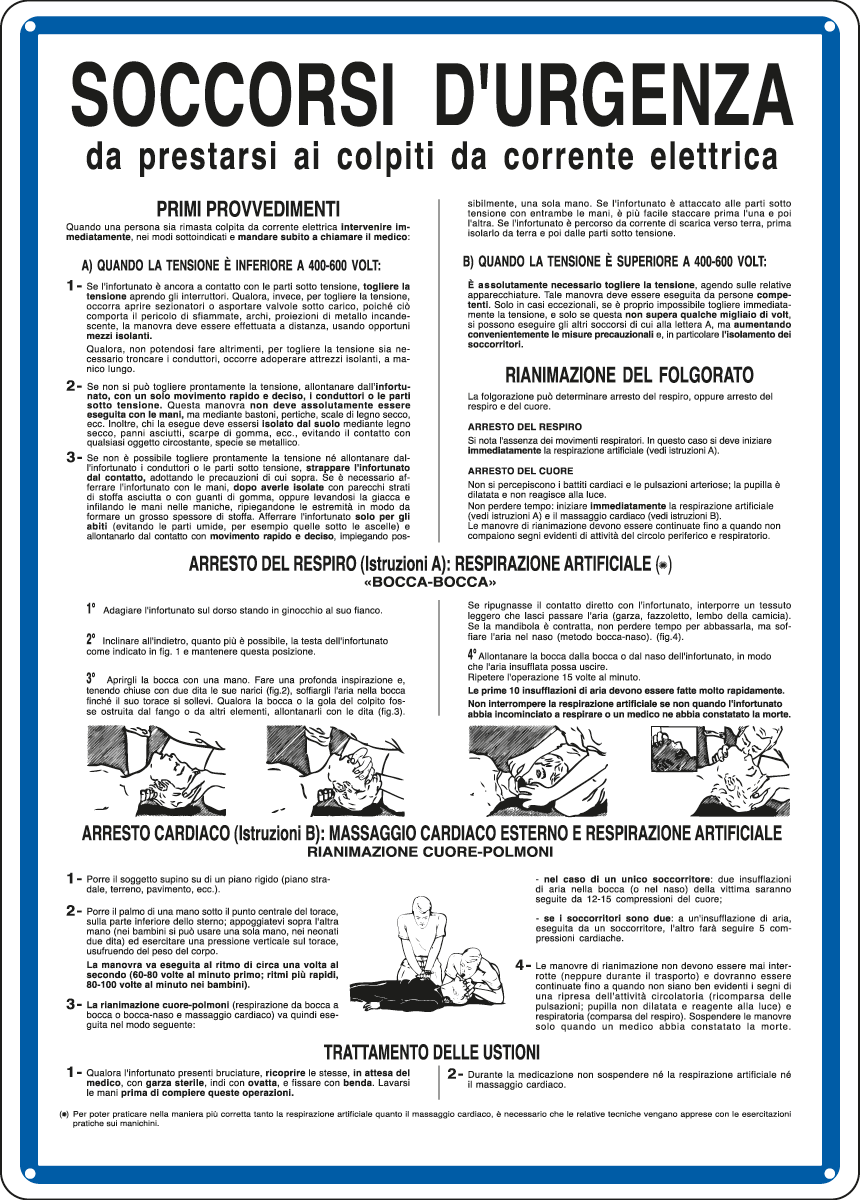 [4551] 4551 - Cartello NORME SOCCORSI D'URGENZA AI COLPITI