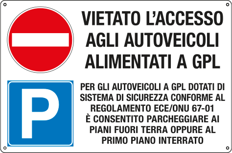 [35201] 35201 - Cartello multisimbolo "Vietato l'accesso agli autoveicoli GPL"