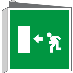[15154BIY] 15154BIY - cartello bifacciale uscita emergenza sinistra