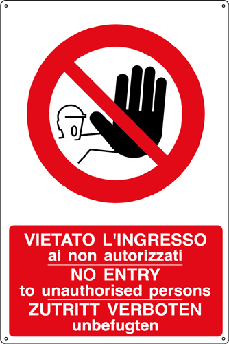 [18056X] 18056X - Cartello divieto vietato l'ingresso (3 lingue)