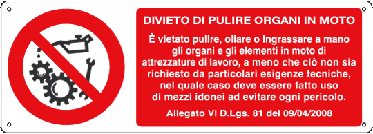 [1829KS] 1829KS - Etichetta adesiva vietato pulire organi in moto