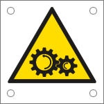 [49620J] 49620J - Cartello alluminio pericolo organi in moto