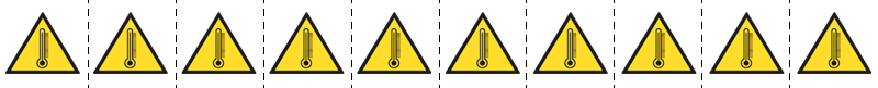 [49640NS] 49640NS - foglio n.10 etichette adesive 30x30 Pericolo alta temperatura