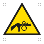 [49653M] 49653M - Cartello pericolo schiacciamento mano da rulli