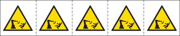 [49659MS] 49659MS - Foglio n.5 etichette 60x60 Pericolo braccio automatico in movimento