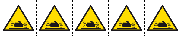 [49669MS] 49669MS - foglio n.5 etichette adesive 60x60 Pericolo piastra radiante